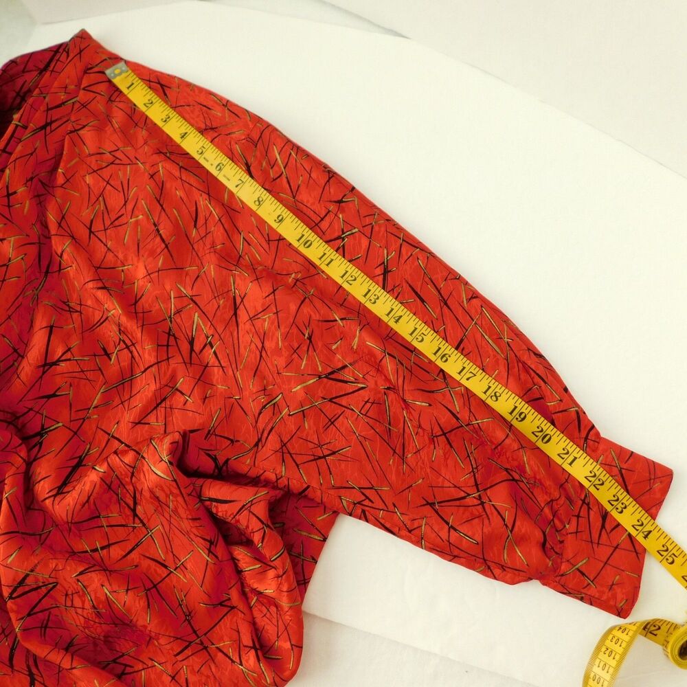 Nora Noh Vintage Silk Tunic Top Red Dolman Sleeve Flowing Size 4 Loose Fit MINT! - Picture 7 of 15